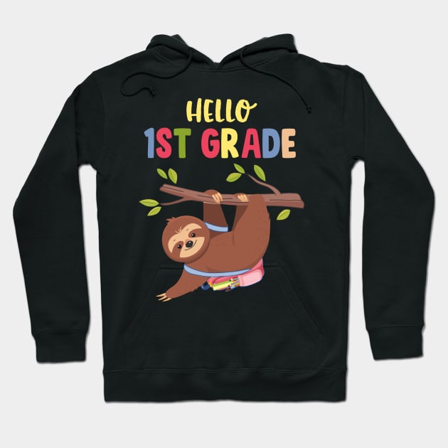 Funny Hello 1st Grade Gift Back To School Sloth Hoodie by Elliottda